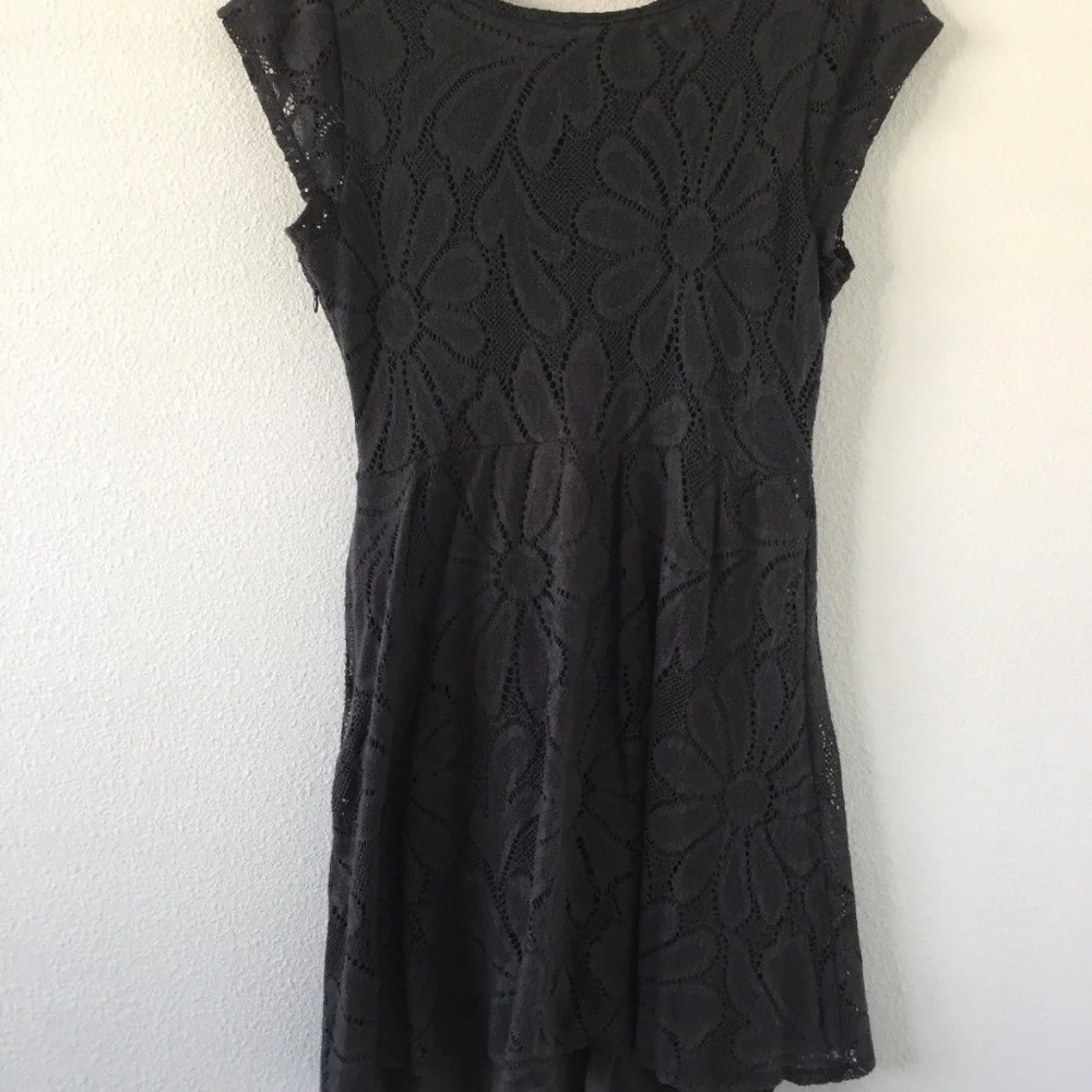 Anthropologie Gray Stretch Lace Skater Dress L - Picture 8 of 8